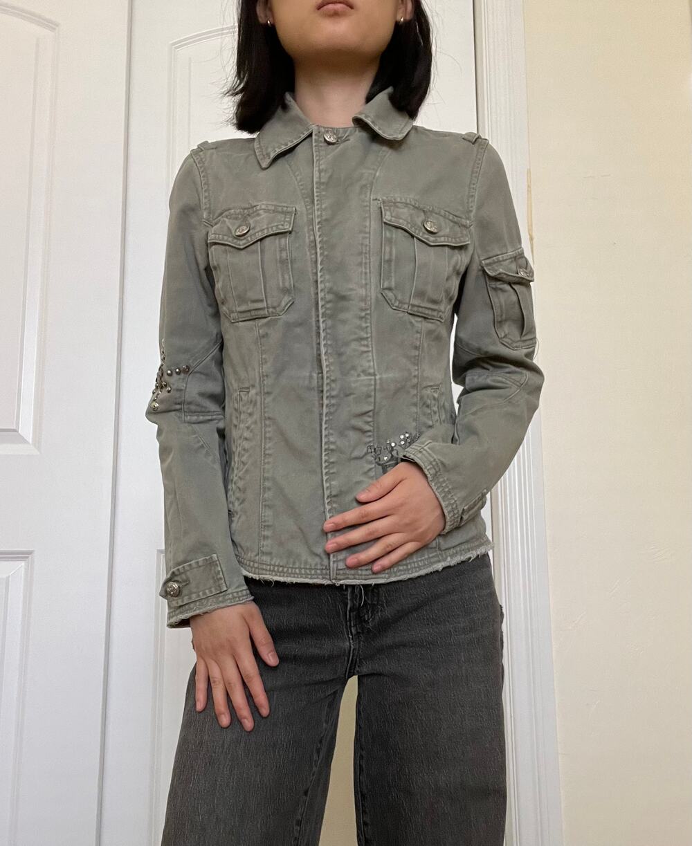 Vanilla Star Sage Green Utility Military Jacket